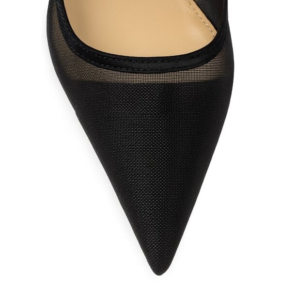 Mach & Mach Lotus Pumps Black Mesh Crystal Embellished Heels Size 39.5 US 9.5 - Picture 5 of 16